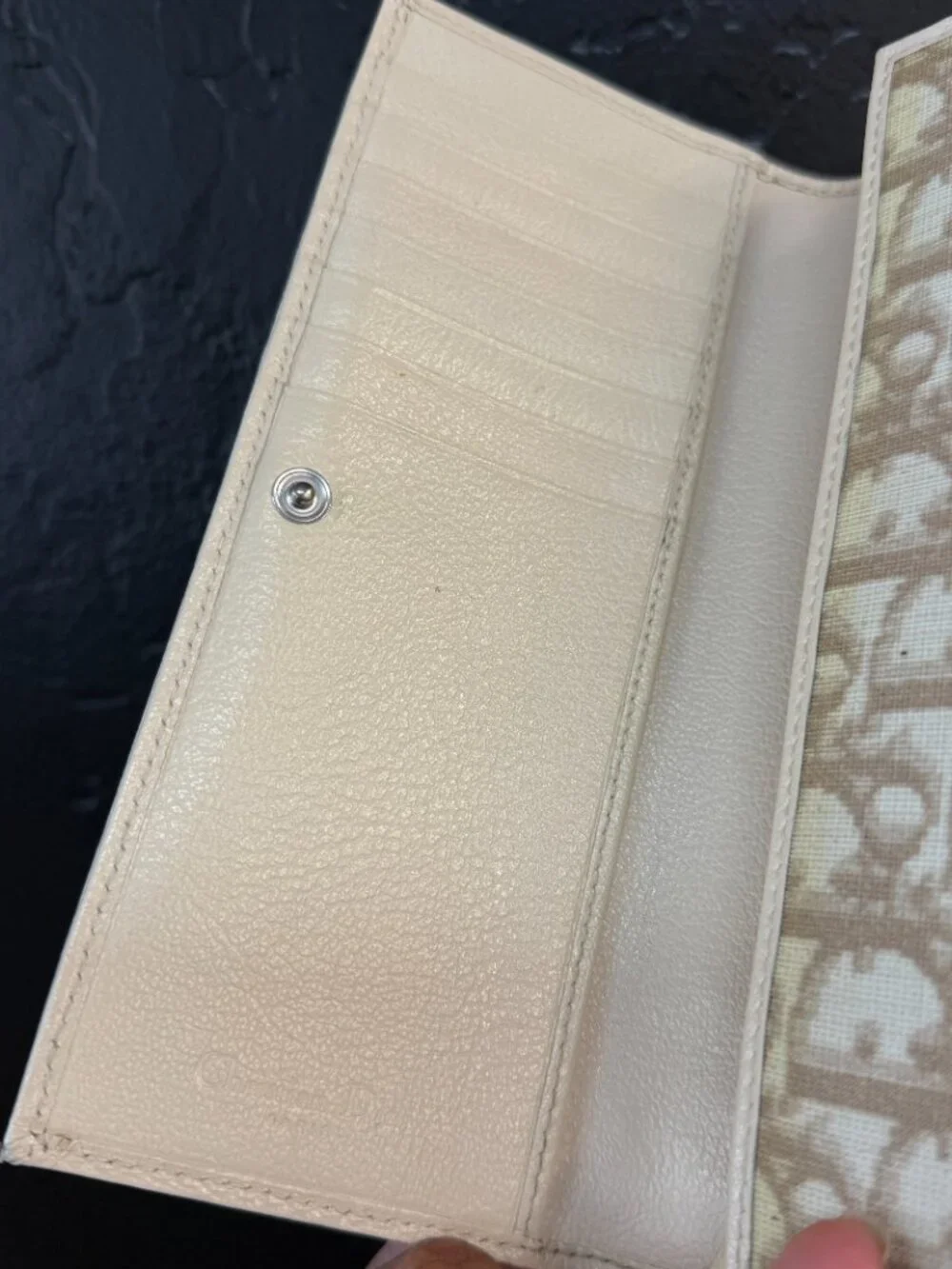 Christian Dior Vintage Diorissimo Floral Embroidered Canvas Continental Wallet